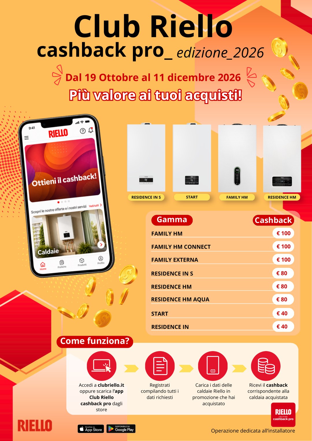 Club Riello cashback pro 2026: caldaie in promozione e importi del cashback